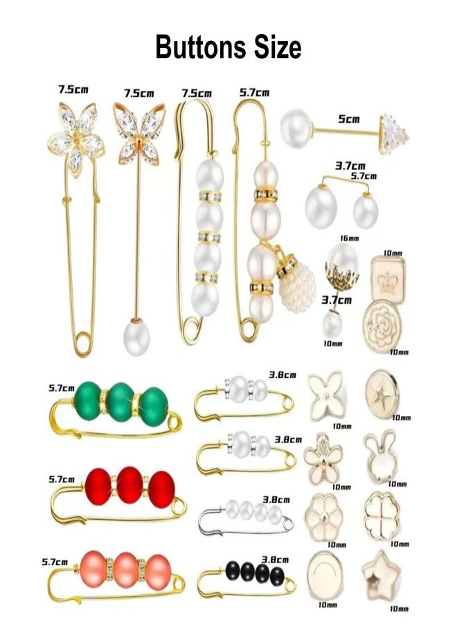 Ahamo 24-Piece Saree Brooch Set - Elegant Anti-Exposure Safety Pins for Women | Hair & Dress Brooch Jewelry for Saree, Dupatta, Hijab, and Blouse - Image 2