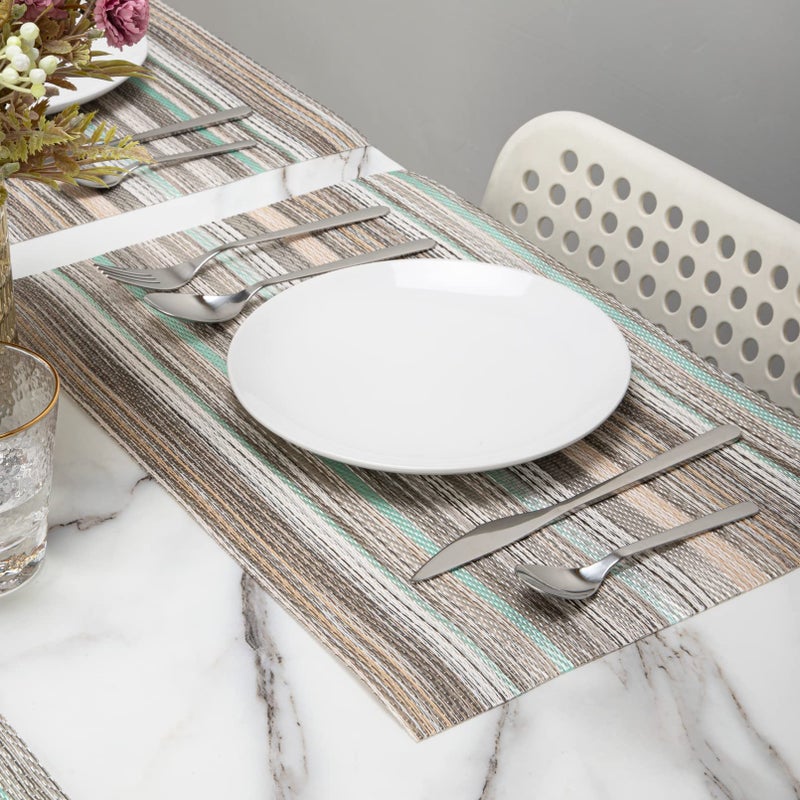 Winknowl Placemats  Washable Vinyl Woven Indoor and Outdoor Heat Stain and Water Resistant Elegant Table Mats for Dining Table Set of 8 (Teal Green) - Image 5