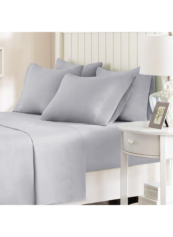 Comfort Spaces - Comfort Spaces Ultra Soft Hypoallergenic Microfiber 6 Piece Set, Wrinkle Fade Resistant Sheets with Pillow Cases Bedding, Queen, Light Gray - Image 1