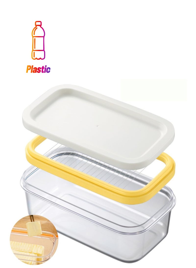 Excefore Butter Box With Transparent Lid Refrigerated Butter Slicer Cutter Stainless Steel Butter Cutter Slicer And Dish Replaceable Kitchen Cooking Baking Tool For Kitchen (White) - Image 1