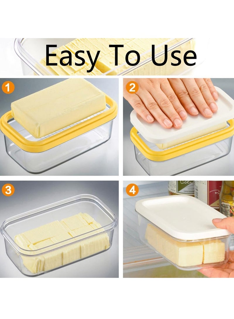 Excefore Butter Box With Transparent Lid Refrigerated Butter Slicer Cutter Stainless Steel Butter Cutter Slicer And Dish Replaceable Kitchen Cooking Baking Tool For Kitchen (White) - Image 3