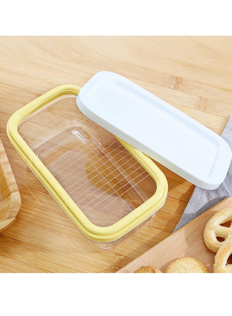 Excefore Butter Box With Transparent Lid Refrigerated Butter Slicer Cutter Stainless Steel Butter Cutter Slicer And Dish Replaceable Kitchen Cooking Baking Tool For Kitchen (White) - Image 2