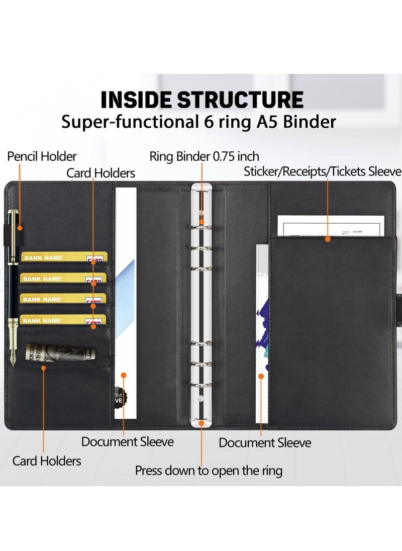 Y&D - Leather A5 Binder, 6 Round Ring Binder Planner Notebook Cover for Filler Paper - Image 1