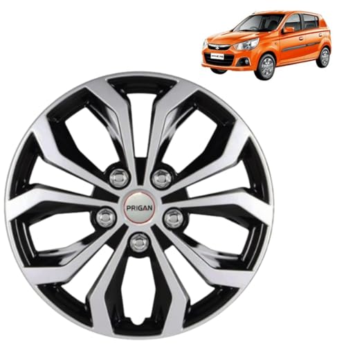 PRIGAN Alto K10 Black Silver Wheel Cover 13" for Alto K10 (Set of 4 Pcs) (Press Fitting) Model- Vision Black Silver 13 - Image 1