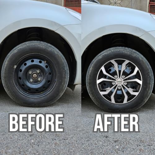 PRIGAN Alto K10 Black Silver Wheel Cover 13" for Alto K10 (Set of 4 Pcs) (Press Fitting) Model- Vision Black Silver 13 - Image 3