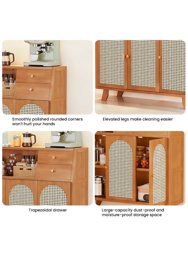 Sideboard Buffet Cabinet with Storage Kitchen Storage Cabinet Coffee cabinet with Door Floor Standing Coffee Bar Table Organizer cabinet Kitchen Living Room Dining Room (Brown 98 * 32 * 95cm) - Image 5