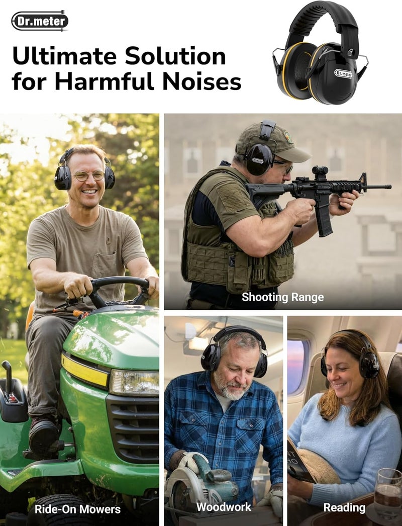 Dr.Meter Hearing Protection Ear Muffs, 26dBNRR Noise Reduction Earmuffs for Adults Kids Autism Sensory Noise Cancelling, Ear Protection for Yard Work, Mowing, Fireworks, Woodwork - Image 4