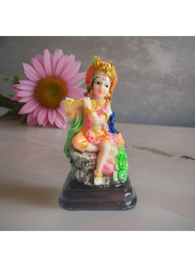 Salvus App SOLUTIONS Salvus APP SOLUTIONS Handmade Polyresin Sitting Laddu Gopal Statue - Adorn Your Space with Divine Grace and Joyful Serenity (Multicolor_4 Inch)  - Image 3
