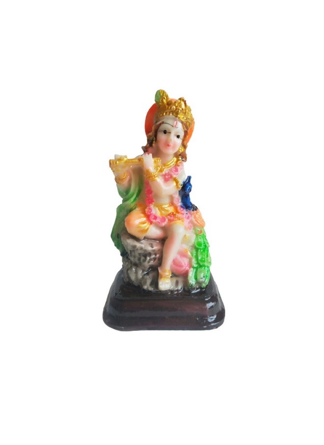 Salvus App SOLUTIONS Salvus APP SOLUTIONS Handmade Polyresin Sitting Laddu Gopal Statue - Adorn Your Space with Divine Grace and Joyful Serenity (Multicolor_4 Inch)  - Image 5
