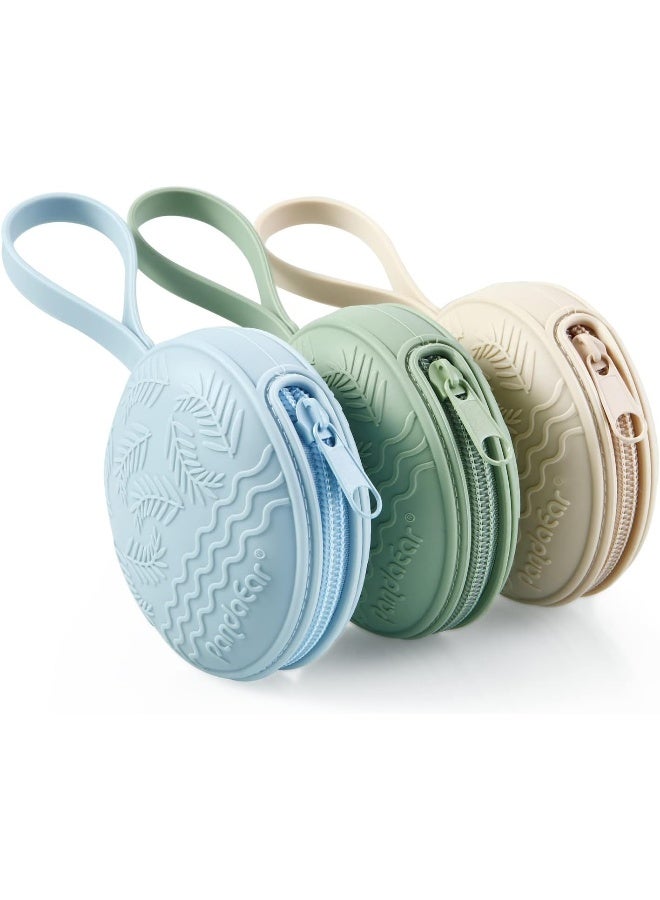 PandaEar 3 Pack Silicone Pacifier Holder Case, Portable Travel Pacifier Pouch for Newborns, BPA-Free Silicone Pacifier Storage Container for Boys & Girls (Green, Blue, Cream) - Image 5