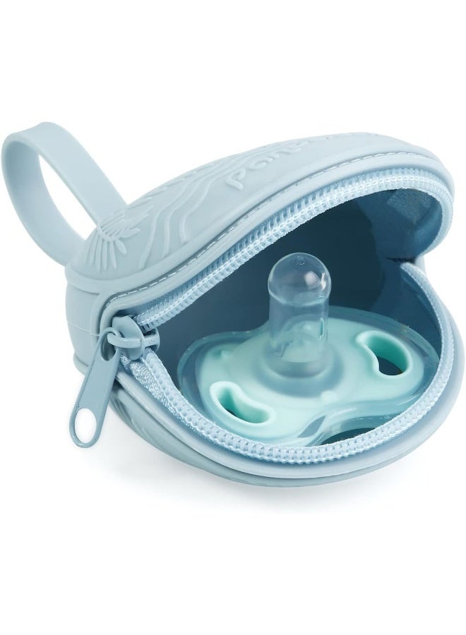 PandaEar 3 Pack Silicone Pacifier Holder Case, Portable Travel Pacifier Pouch for Newborns, BPA-Free Silicone Pacifier Storage Container for Boys & Girls (Green, Blue, Cream) - Image 3