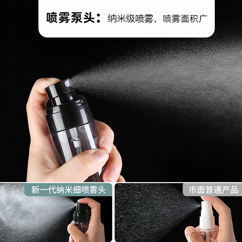 Petg Transparent Black Straight Round Bottle Ultra-Fine Nano Spray Bottle Portable Alcohol Disinfection Water Sub-Bottle Makeup Spray - Image 5