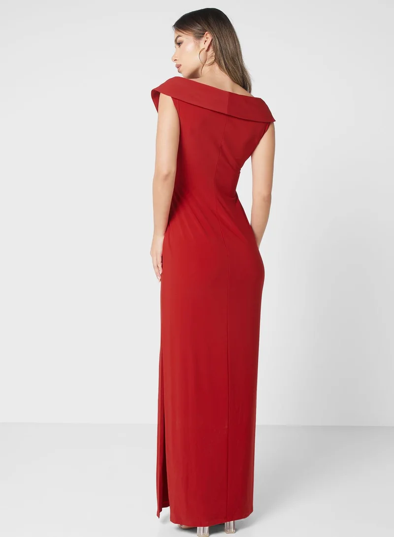 Lauren Ralph Lauren Bardot Knot Detail Dress