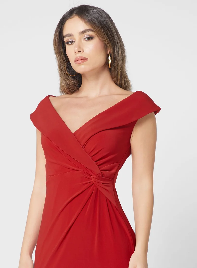 Lauren Ralph Lauren Bardot Knot Detail Dress