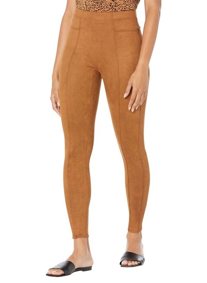 SPANX Faux Suede Leggings, Rich Caramel, M - Image 1