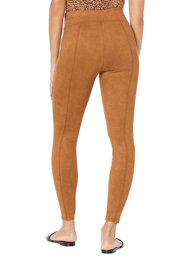 SPANX Faux Suede Leggings, Rich Caramel, M - Image 2