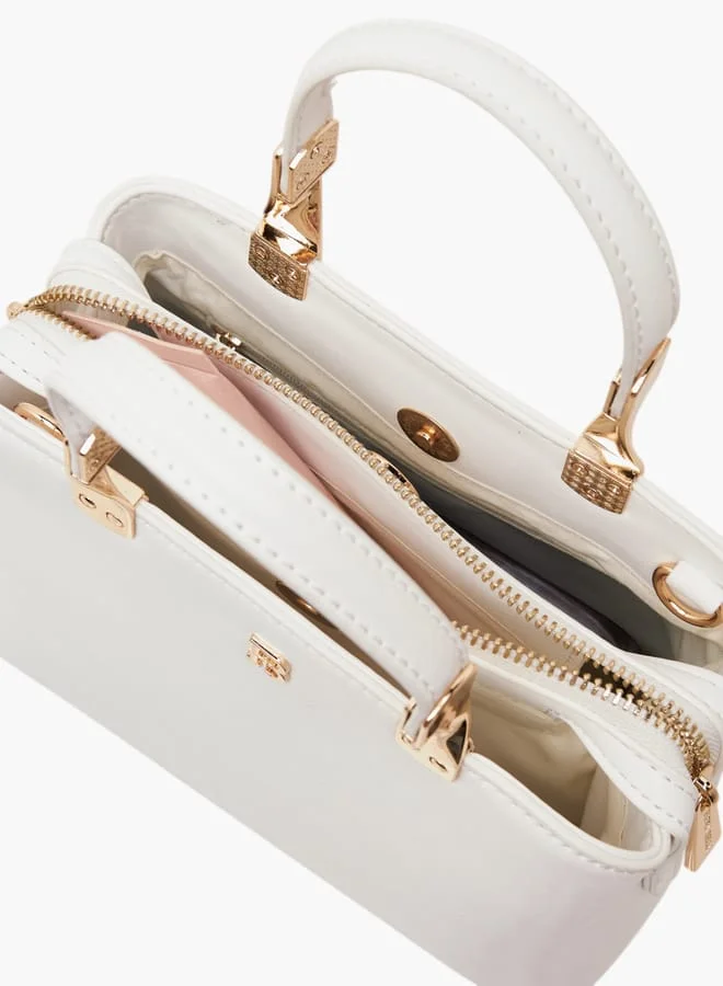 Flora Bella By Shoexpress Women Textured Tote Bag with Double Handle and Chain Strap