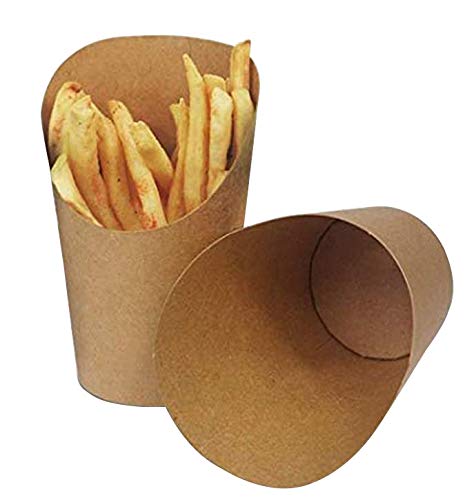 KINGZHUO 50 Pcs French Fries Holder 14oz Charcuterie Cups Disposable Take-out Party Baking Waffle Paper Popcorn Boxes Kraft Paper Cups Holder French Fry Cups Holder Wedding Food Trays Paper Cones - Image 2