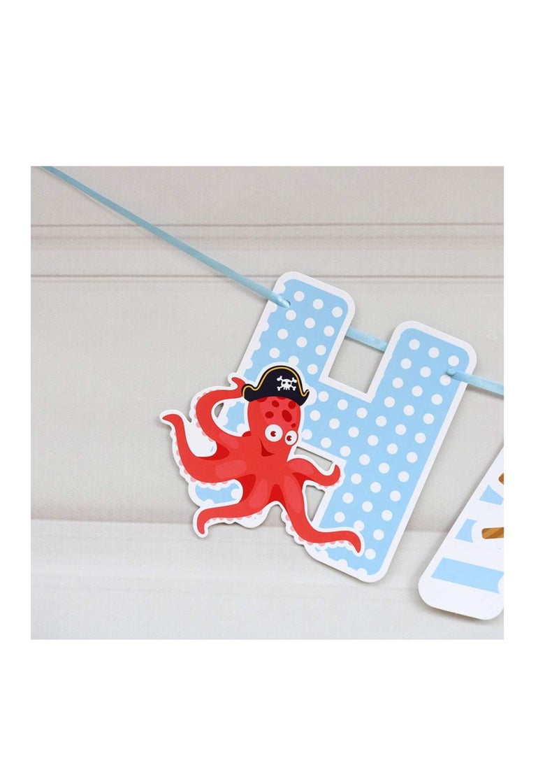 كاست ويف Pirate Birthday Banner Pirate Party Decorations for Kids Pirate Theme Party Supplies Birthday Party Baby Shower Pirate Happy Birthday Banner for Boys Children 1-4th Birthday Supplies - Image 4