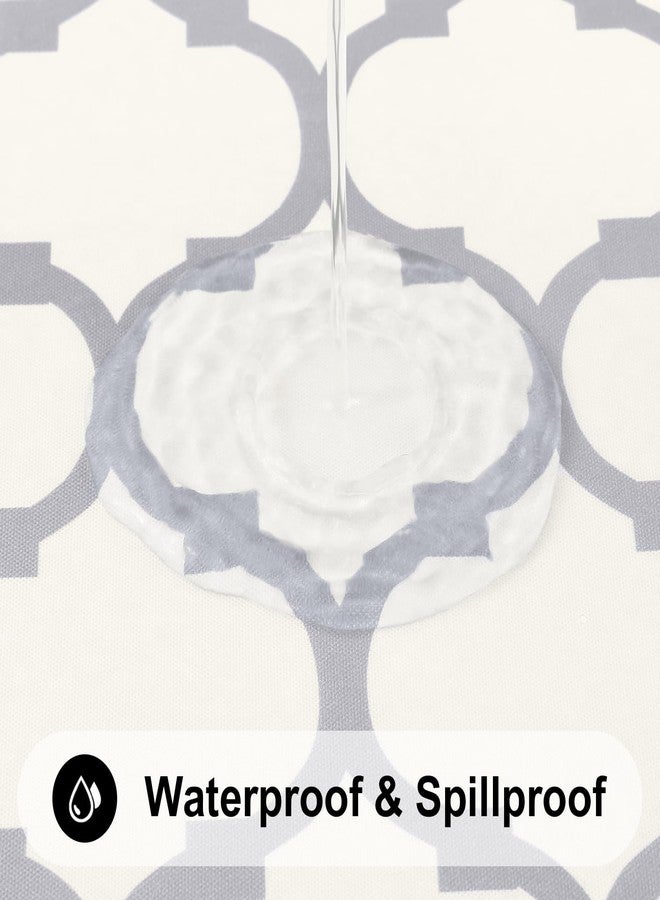 Smiry Round Plastic Table Cloth, Waterproof Vinyl Tablecloth with Flannel Backing for Round Tables, Wipeable & Spillproof for Dining, Camping, Indoor and Outdoor 60" Round, Beige - Image 2