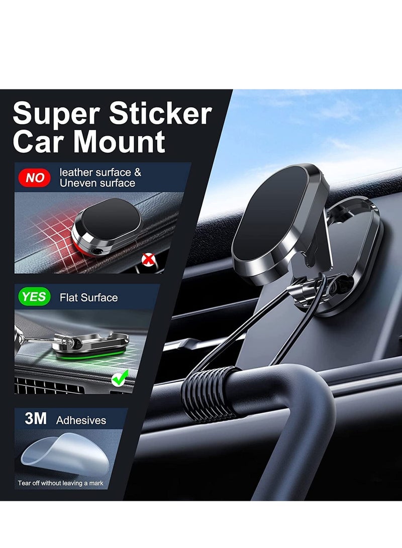 Excefore Folding Magnetic Phone Holder,【Super Magnet】【with 2 Metal Plates】 Car Magnetic Phone Holder,【360° Rotation】 Universal Dashboard Car Holder fit for iPhone,Samsung and Other Phones (Silver) - Image 5