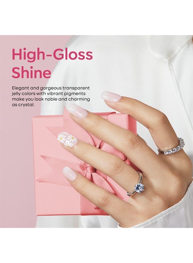 modelones Gel Nail Polish, 1 Pcs 15ml Transparent Milky White Jelly Gel Polish Set Sheer Pure White Color Nail Gel Polish Kit, Soak Off LED Salon DIY at Home Gel Nail Manicure Gift for Women Girls