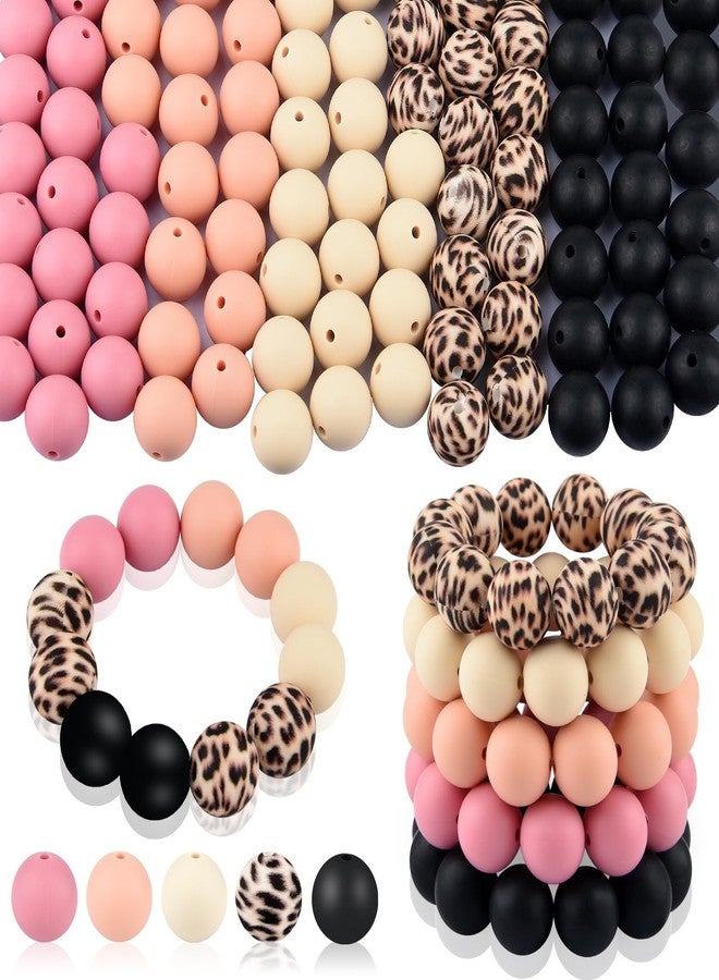 ASTARON 100 Pcs 15mm Silicone Beads for Keychain Making, Pink Black Silicone Beads Bulk Round Beads for Bracelets Pens Crafts Supplies - Image 1