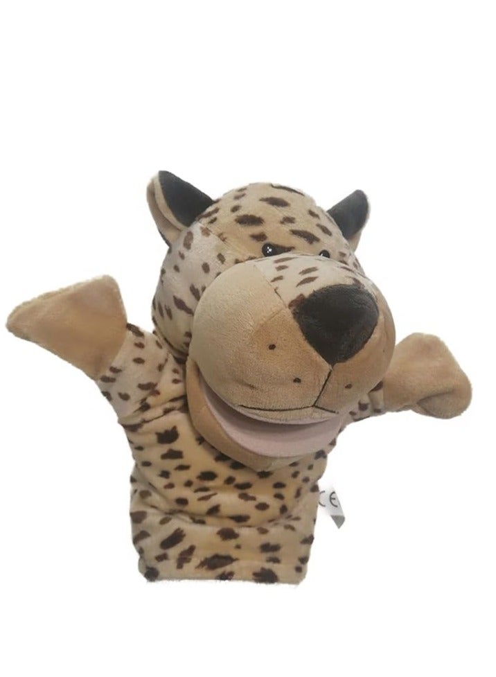 دمية يد حيوان فهد لطيف مع فم مفتوح، لعبة تفاعلية للأطفال