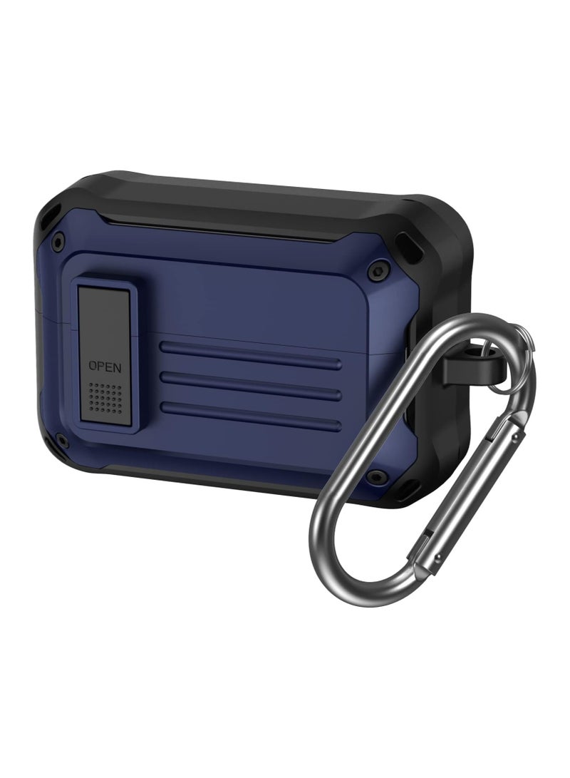Elmo3ezz Compatible with Case for Sony WF-1000XM4 (2021), Secure Lock Cases Compatible with XM4 Protective Cover with Carabiner (Black & Blue) - Image 1