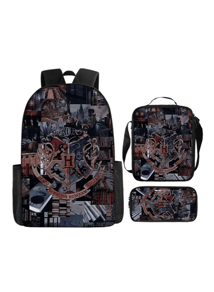 Harry Potter backpack pencil case Satchel three-piece suit men and women leisure sports travel backpack student school backpack - Image 1