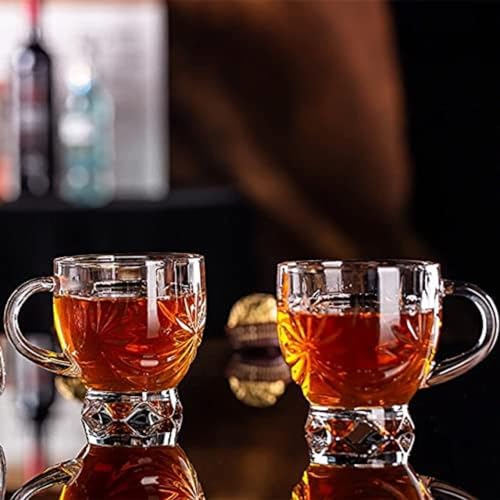VILON Italian Premium Glass Tea Cup Set | Coffee Mugs with Handle Transparent Drinking Cup for Milk, Cappuccino, Hot Chocolate & Cold Beverages | 150ml| Set of 6 (Star Teacup 150ML 6) - Image 2
