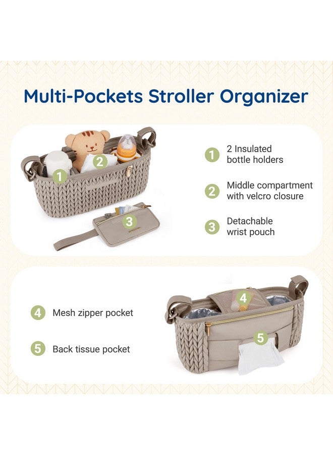 mommore Stroller Organizer with Insulated Cup Holders, Universal Stroller Caddy with Detachable Phone Bag, Stroller Accessories Fits for Uppababy, Doona, Jogger, Britax, Mompush, Bob - Image 2