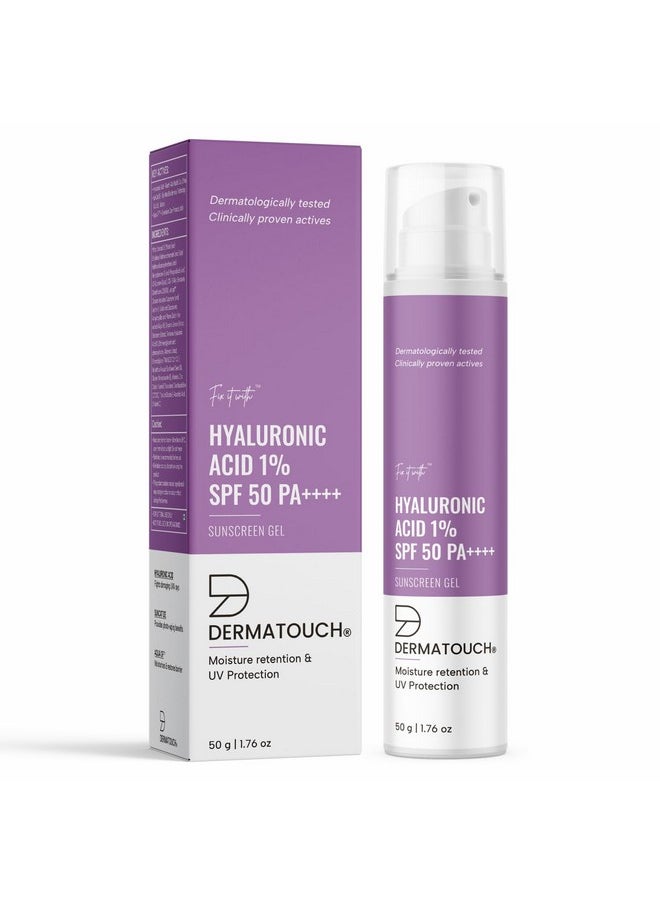 DERMATOUCH Hyaluronic Acid 1% Sunscreen | Spf 50 Pa++++ | For All Skin Types | No White Cast | 50G  - Image 1