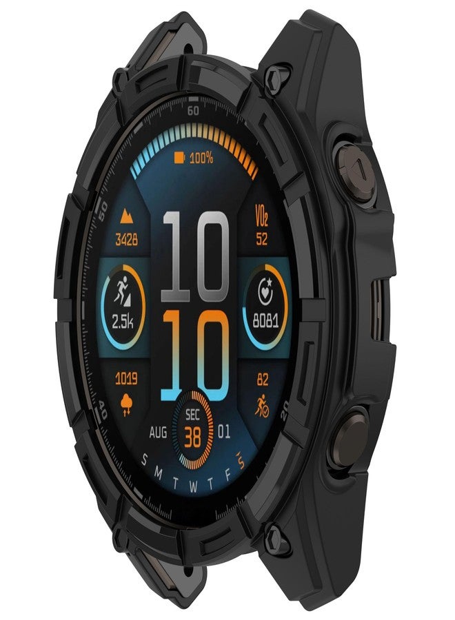 FanTEK Compatible with Garmin Fenix 8 AMOLED - 43mm Smart Watch TPU Cases, Soft Frame Protective Cover Scratch Resistant Shock Absorbing Case, Black - Image 4