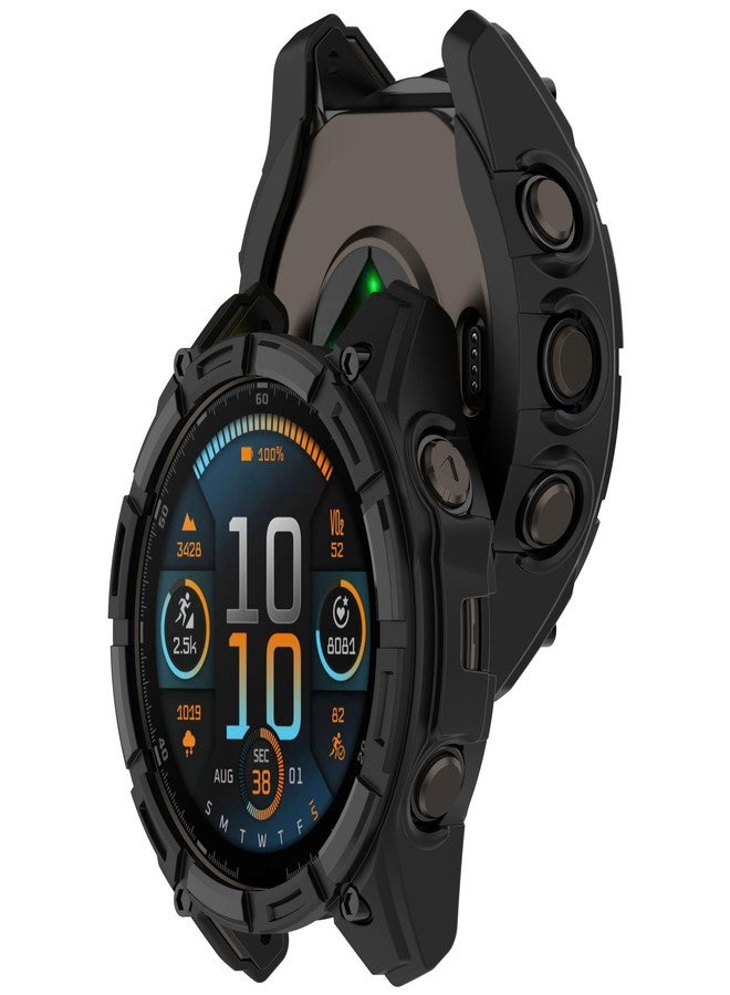 FanTEK Compatible with Garmin Fenix 8 AMOLED - 43mm Smart Watch TPU Cases, Soft Frame Protective Cover Scratch Resistant Shock Absorbing Case, Black - Image 5