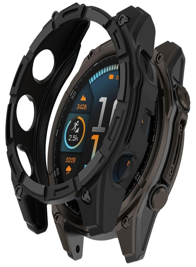 FanTEK Compatible with Garmin Fenix 8 AMOLED - 43mm Smart Watch TPU Cases, Soft Frame Protective Cover Scratch Resistant Shock Absorbing Case, Black - Image 1