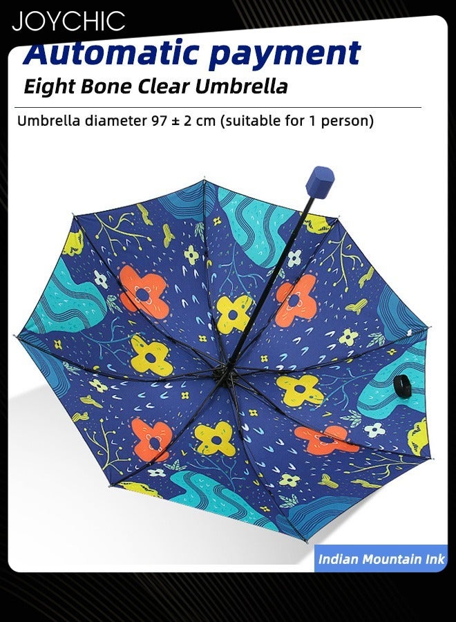 Joychic Floral Print Portable 3 Folding Automatic Opening Sun and Rain Travel Umbrella Multicolor - Image 1