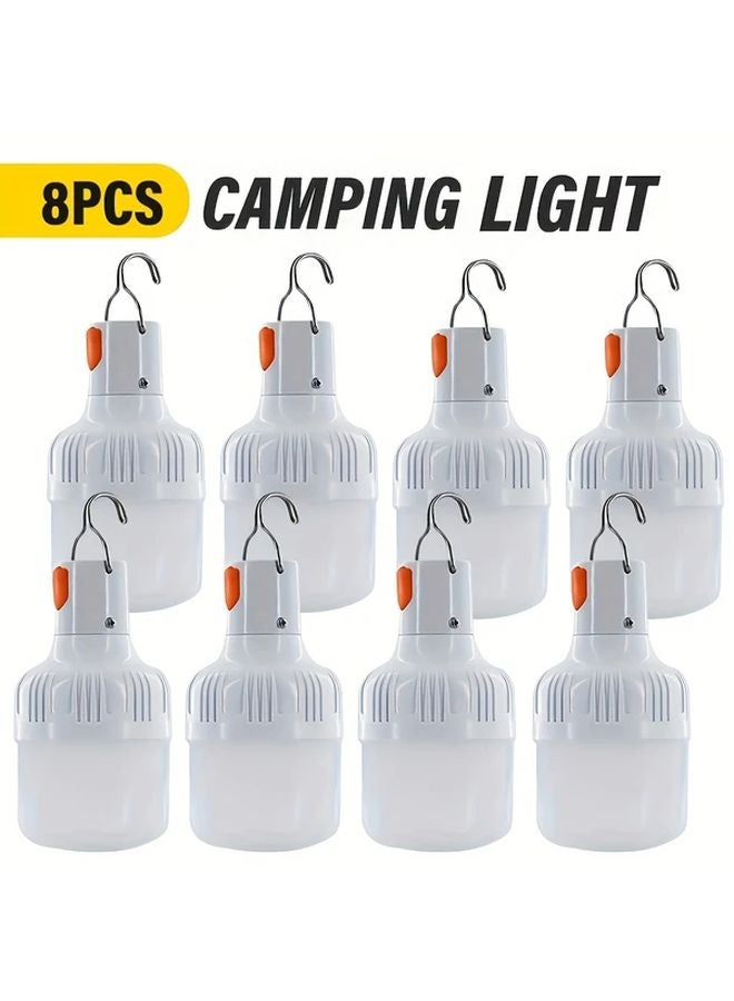 8PCS Portable USB Rechargeable LED Lanterns Adjustable Brightness Camping Lights - Image 1