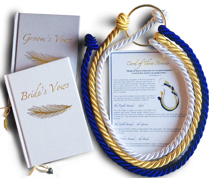 Wedding Ceremony Gift Collection Set of Cord of Three Strands with Ceremony Card  Elegant Wedding Vows Books for Bride and Groom Wedding Cord Wedding Knot