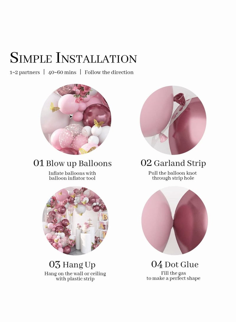 ميكسد Baby Shower Decorations for Girl 140 Pcs Pink Balloon Garland Metallic Pink White Balloon Arch Kit Butterfly Stickers Rose Gold Confetti Balloons for Bridal Shower Birthday Party Decorations  - Image 3