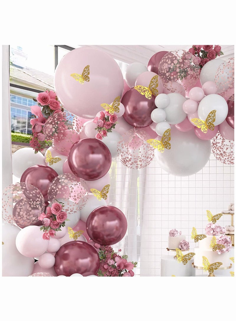 ميكسد Baby Shower Decorations for Girl 140 Pcs Pink Balloon Garland Metallic Pink White Balloon Arch Kit Butterfly Stickers Rose Gold Confetti Balloons for Bridal Shower Birthday Party Decorations  - Image 5