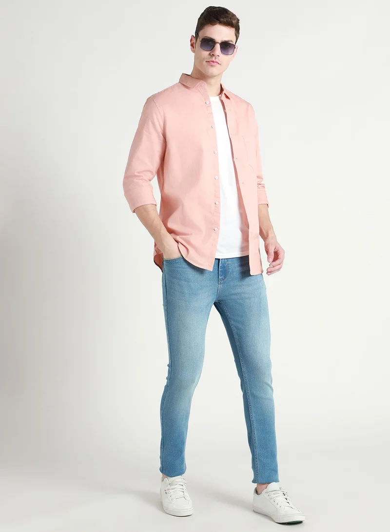 Dennis Lingo Slim Fit Light Blue Men's Jeans with Button & Zip Closure (Cotton Blend)