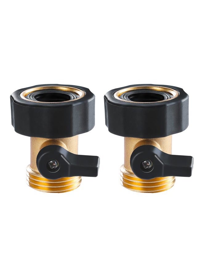 Twinkle Star Heavy Duty Brass Shut Off Valve Garden Hose Connector, Set of 2, TWIS3001 - Image 1