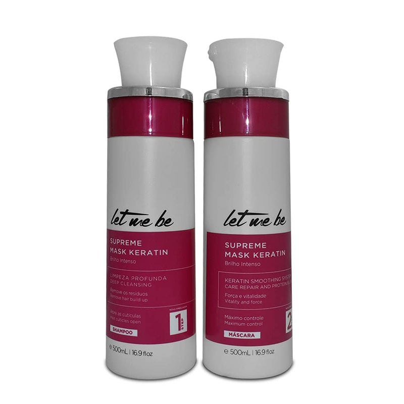 Let Me Be | Supreme Mask Keratin Kit | Deep Cleansing Shampoo + Keratin Smoothing System | (2x) 500 ml / 17.6 fl.oz. - Image 1