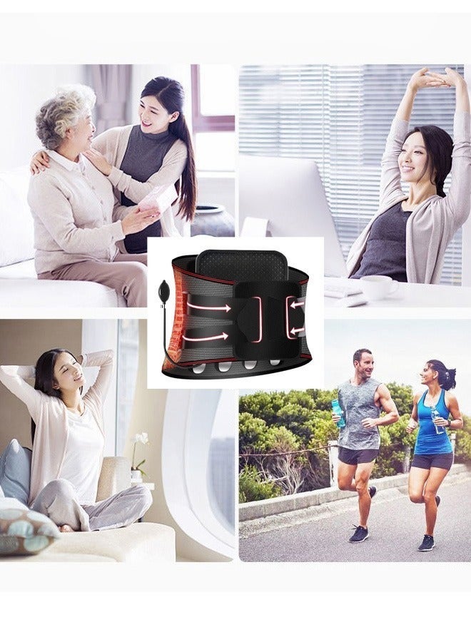 DUNISO Self-Heating Back Brace for Lower Back Pain Relief, Ergonomic Lumbar Traction Back Support Belt with Heating Pad Magnetic Waist Strap for Men and Women, Portable Adjustable Back Brace Support Belt for Work,Heavy Lifting,Herniated Disc,Sciatica - Image 2