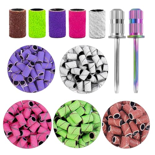 BELICOO Sanding Bands 300 Pcs 5 Color Coarse Fine 80#120#150#180#240# Grits Professional for Acrylic Nails Manicures and Pedicure - Image 1