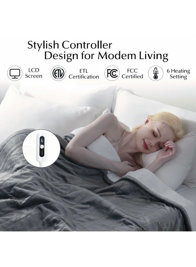 SNUGSUN بطانية كهربائية مدفأة بحجم رمي، ناعمة ومريحة للسرير، نظام أمان تلقائي 6 مستويات من التسخين وإيقاف تلقائي بعد 4 ساعات - Image 3