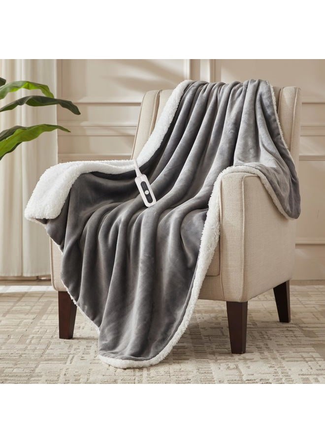 SNUGSUN بطانية كهربائية مدفأة بحجم رمي، ناعمة ومريحة للسرير، نظام أمان تلقائي 6 مستويات من التسخين وإيقاف تلقائي بعد 4 ساعات - Image 1