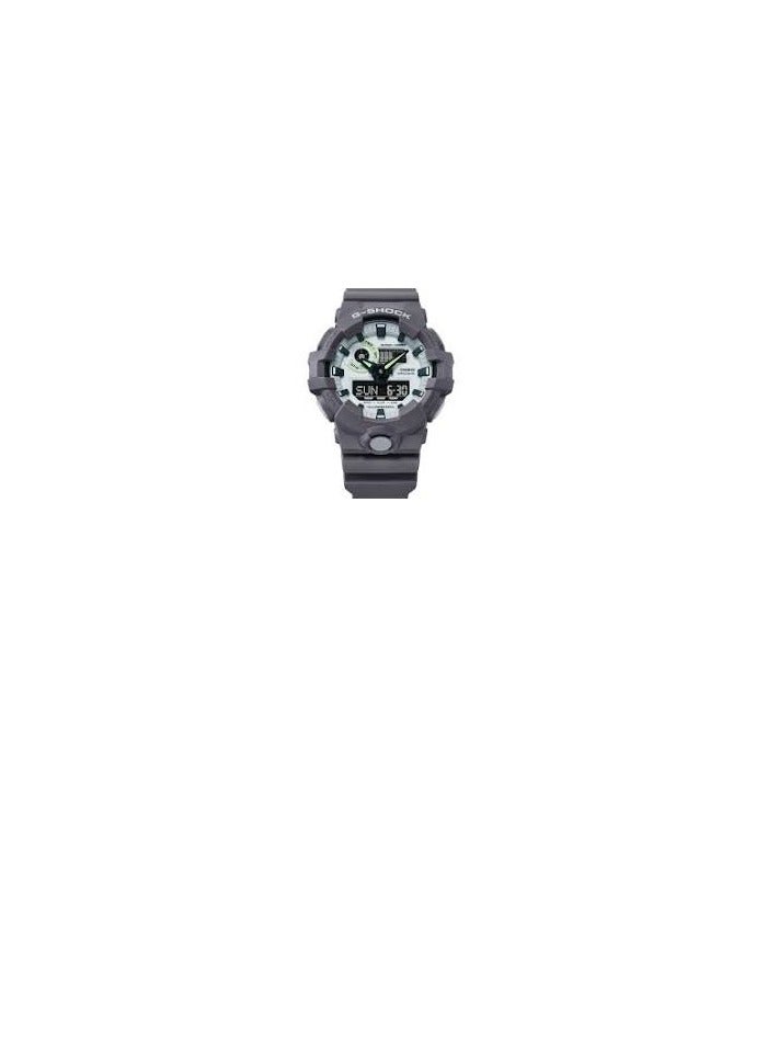 G-Shock Casio GA700HD-8ADR Analog/Digital Wrist Watch with Grey Rasin Band, 50 mm Size, White/Grey, Mens - Image 1
