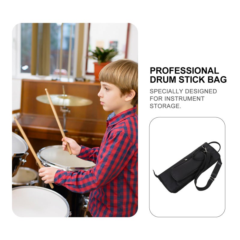 Black Oxford Cloth Portable Drumstick Bag Holder With Shoulder Strap For Practice Performance - Image 4